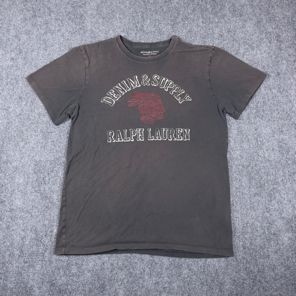 Denim & Supply Ralph Lauren Chief T-Shirt Mens M Black Graphic Distressed Tee